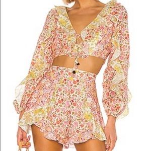 Fun flirty floral crop top and shorts for summer